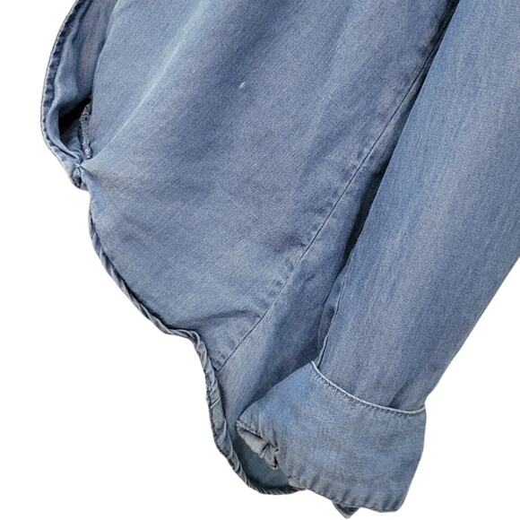 Michael Kors Chambray Blouse Top Women's Small Blue Lyocell Surplice Crossover - Picture 8 of 9